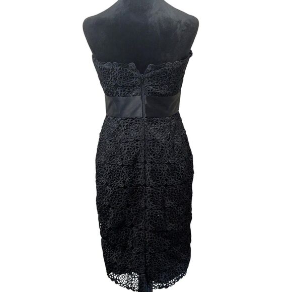 WHITE HOUSE BLACK MARKET Strapless Lace Overlay Dress 2 Black Cocktail Sheath - Picture 7 of 7